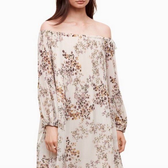 Wilfred Dresses & Skirts - Cream Wilfred Raison Off the Shoulder  Short Floral Casual Dress
